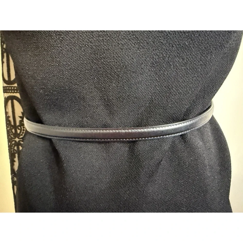 Black Leather Belt‎ Unique Blk & White Leather Striped Buckle Vtg Size M 28